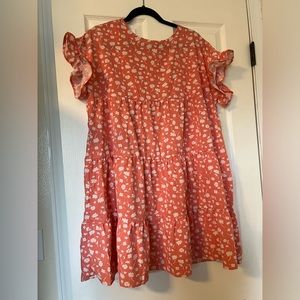 Pink/ Coral and white floral Dress